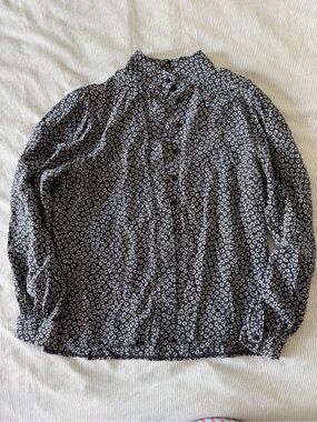 100% silk Women's  Floral Mock-Neck Blouse